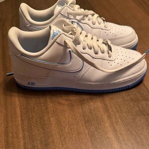 Nike Air Force 1 White and Blue Air Sneakers